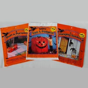 Vintage 2004 Halloween Super Stuff A Pumpkin Hanging Spiders Leaf Bags 3 Packs